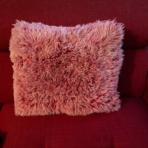 Pink Fluffy Throw Pillow